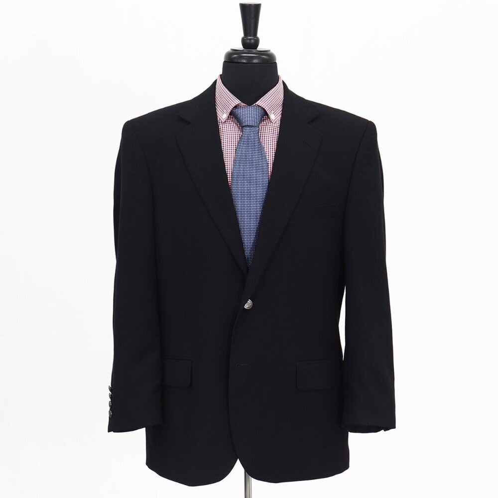 Alan Flusser 42S Black Solid 2-Button Sport Coat Blazer Jacket G755